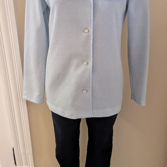 Vintage pale blue 70s button down top size M - Picture 5 of 6